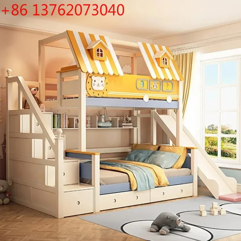 Furniture Wood Loft Kids room  - Bunk Bed With Stairs And Slide ulasan dan harga