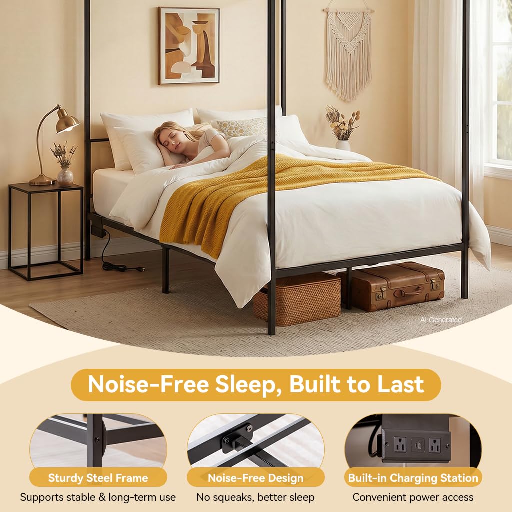 Canopy Bed Frame Queen Metal w - Canopy Bed Frame Metal Queen ulasan dan harga