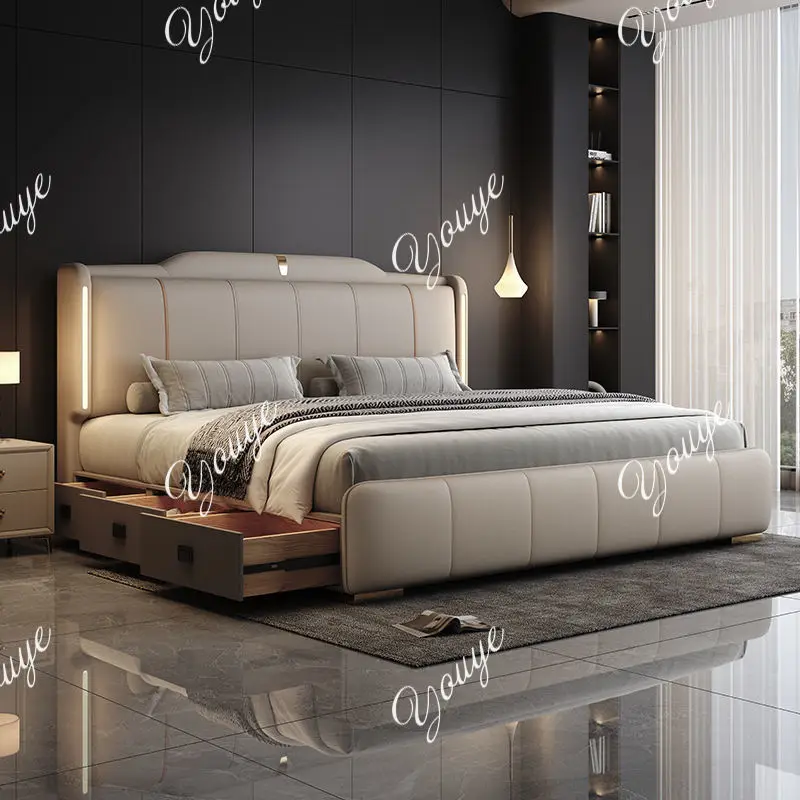 XM 180x200 Cm Double Bed Frame - King Size Bed Frame With Storage Drawers ulasan dan harga