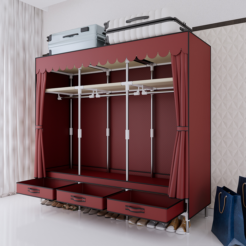 Portable Wardrobe clothes Clos - Wardrobe Closet Portable Fabric Cover ulasan dan harga