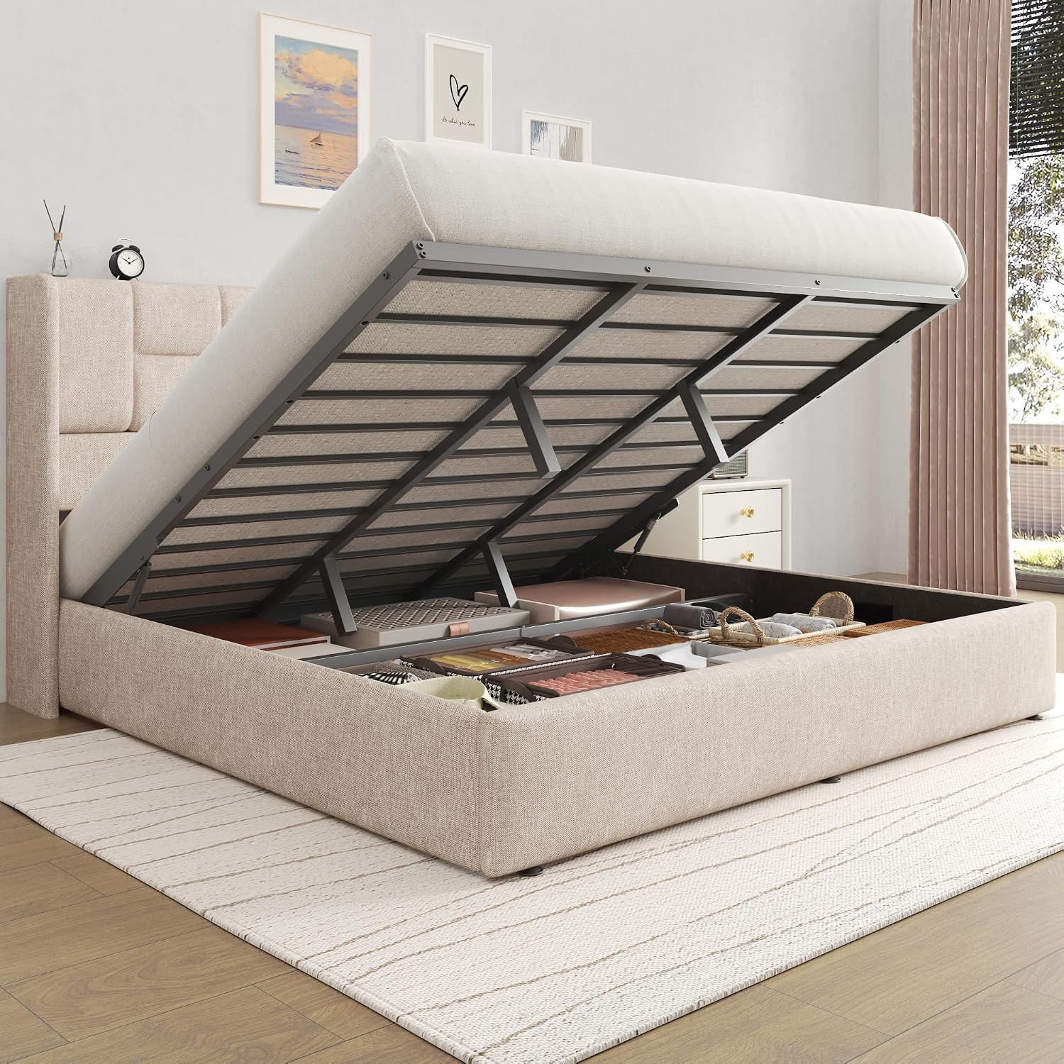 King Bed Frame Hydraulic Gas L - Gas Lift Storage Bed Hydraulic ulasan dan harga