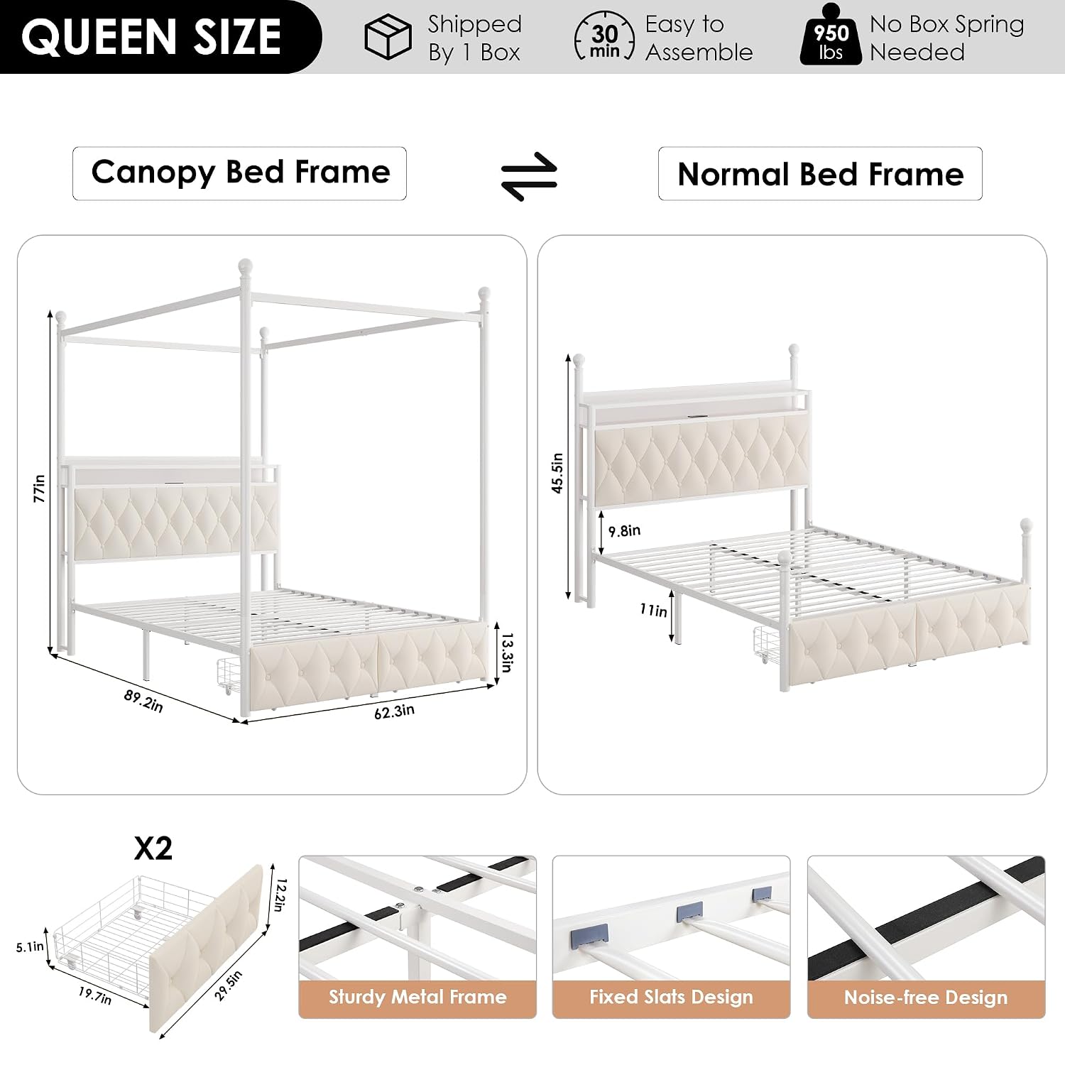 Queen Size LED Canopy Bed Fram - Canopy Bed Frame Metal Queen ulasan dan harga