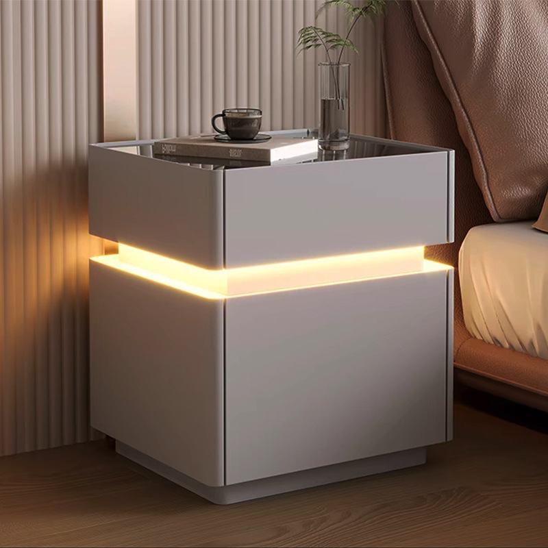 Intelligent Bedside Table with - Solid Wood Nightstand 2 Drawers ulasan dan harga