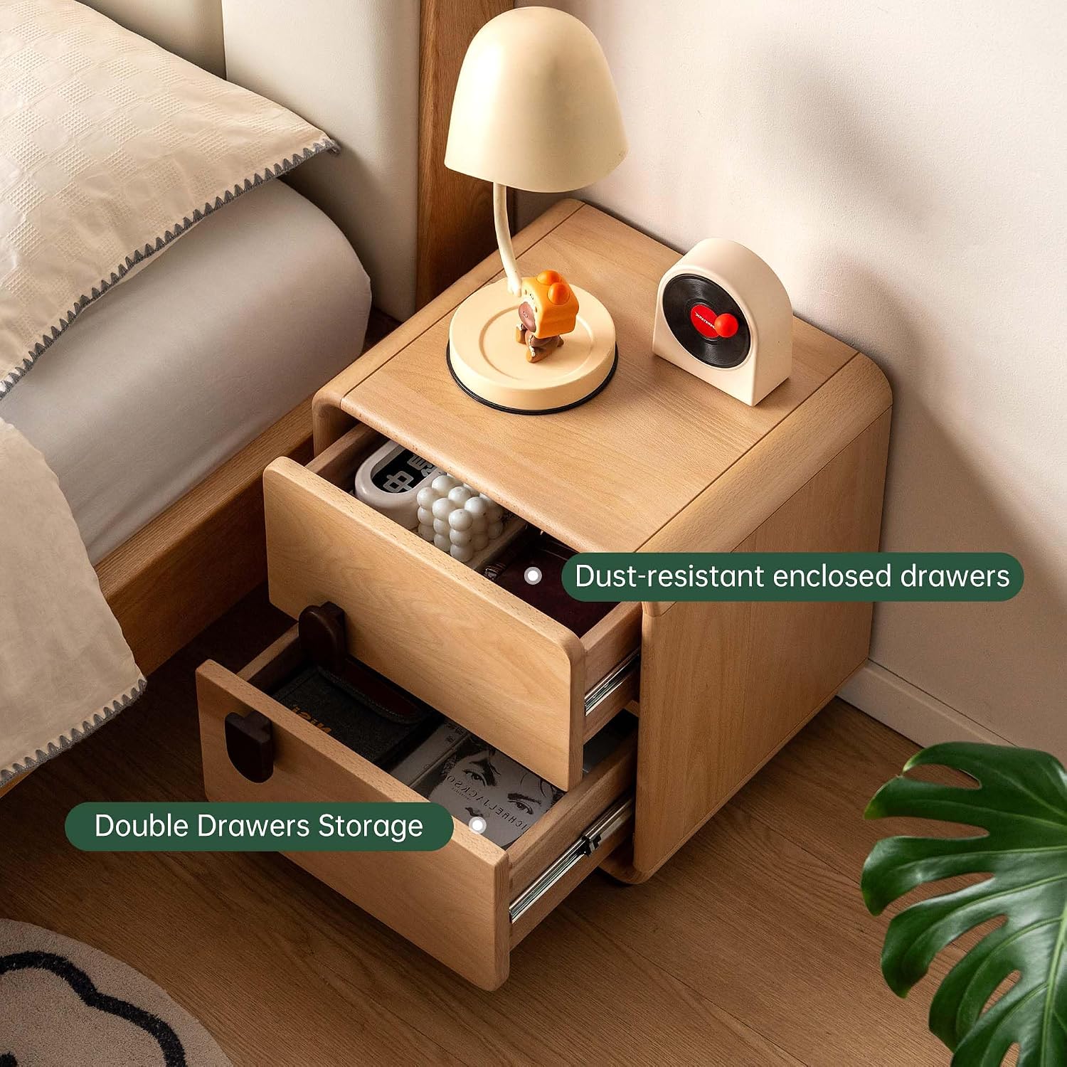Solid Wood 2-Drawer Nightstand - Solid Wood Nightstand 2 Drawers ulasan dan harga