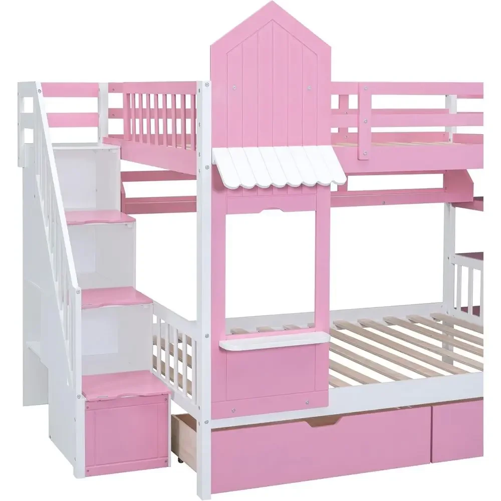 Kids Bunk Bed with Stairs, Sli - Bunk Bed With Stairs And Slide ulasan dan harga