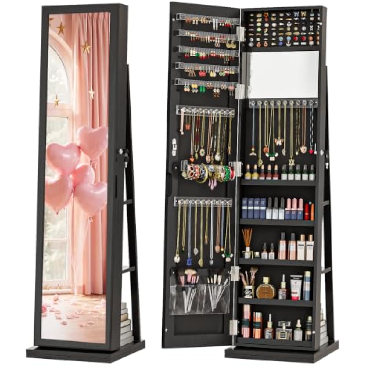 Elegant Black Standing Jewelry - Full Length Mirror Jewelry Armoire ulasan dan harga