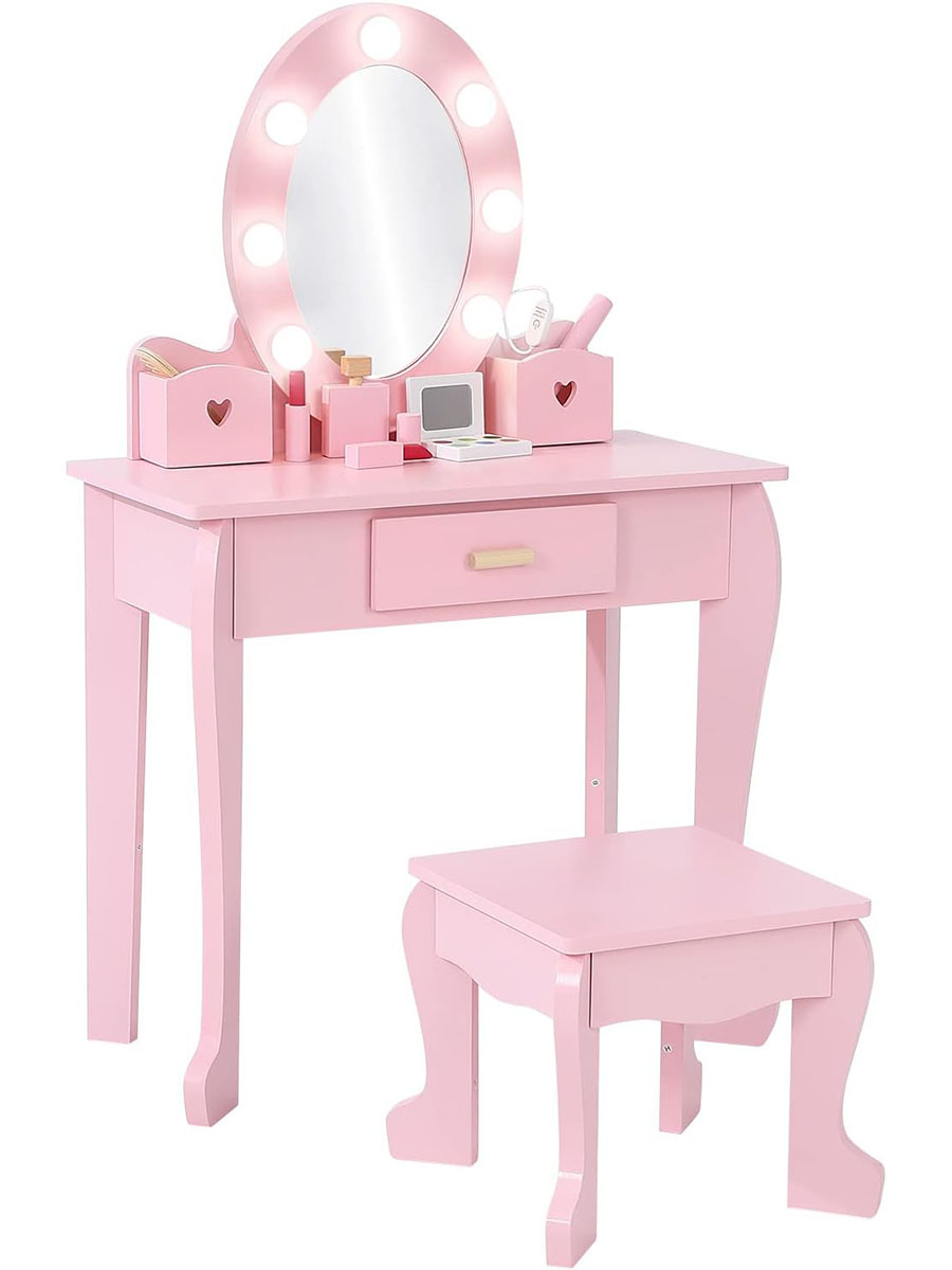 Kids Dressing Table and Stool  - Dressing Table Vanity With Lighted Mirror ulasan dan harga