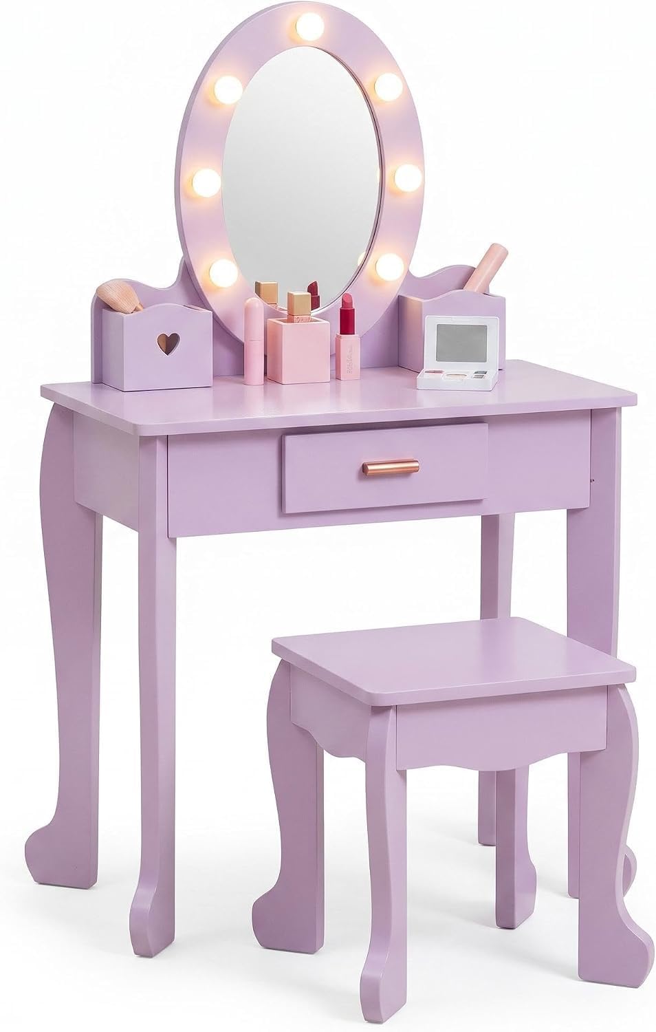 Kids Dressing Table and Stool  - Dressing Table Vanity With Lighted Mirror ulasan dan harga