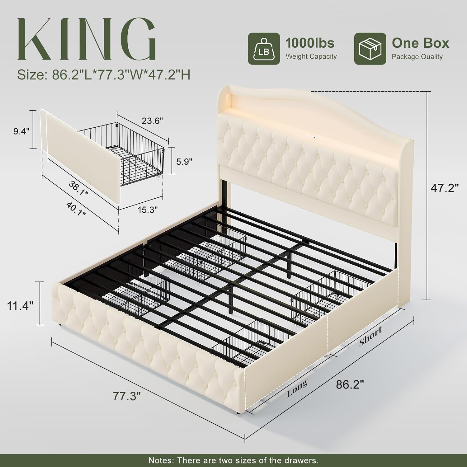 King Size Platform Bed Frame W - King Size Bed Frame With Storage Drawers ulasan dan harga