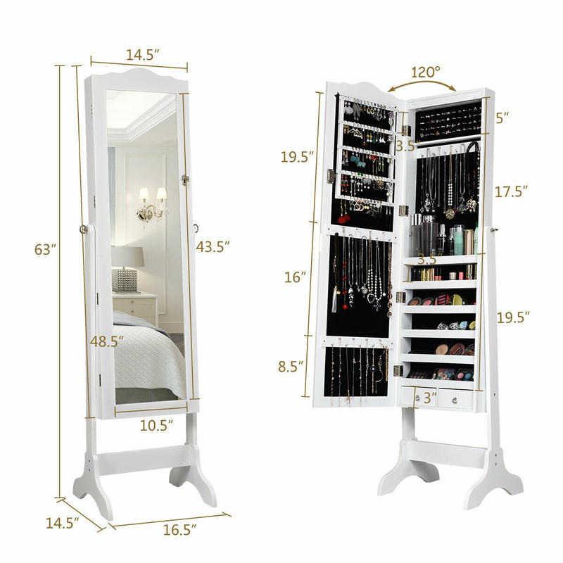 14 LED Jewelry Armoire Cabinet - Full Length Mirror Jewelry Armoire ulasan dan harga