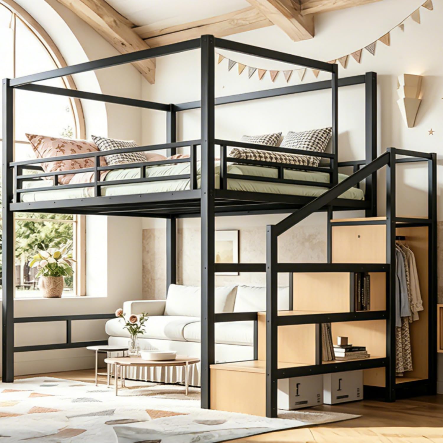 Queen Loft Bed with Storage St - Canopy Bed Frame Metal Queen ulasan dan harga