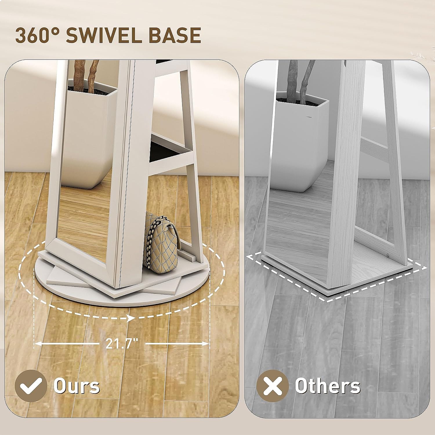HOMCOM 360° Swivel Lockable Je - Full Length Mirror Jewelry Armoire ulasan dan harga