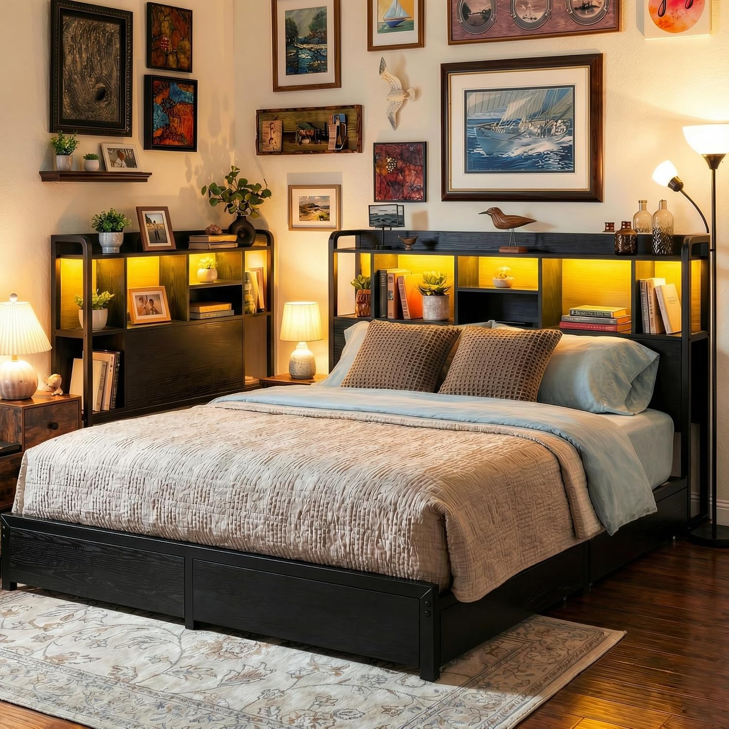 King Size Bed Frame Storage He - King Size Bed Frame With Storage Drawers ulasan dan harga