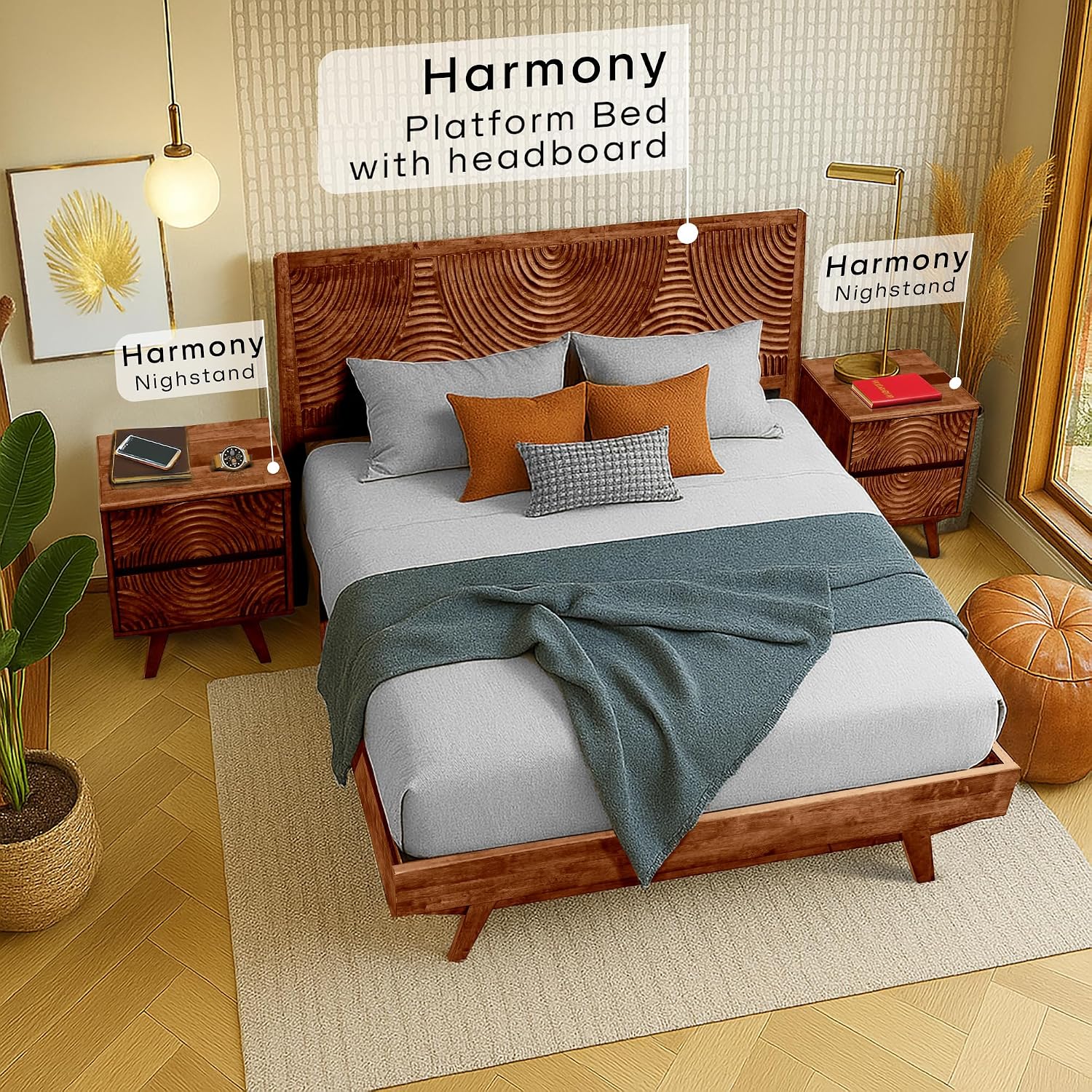 Acacia Solid Wood Nightstand w - Solid Wood Nightstand 2 Drawers ulasan dan harga