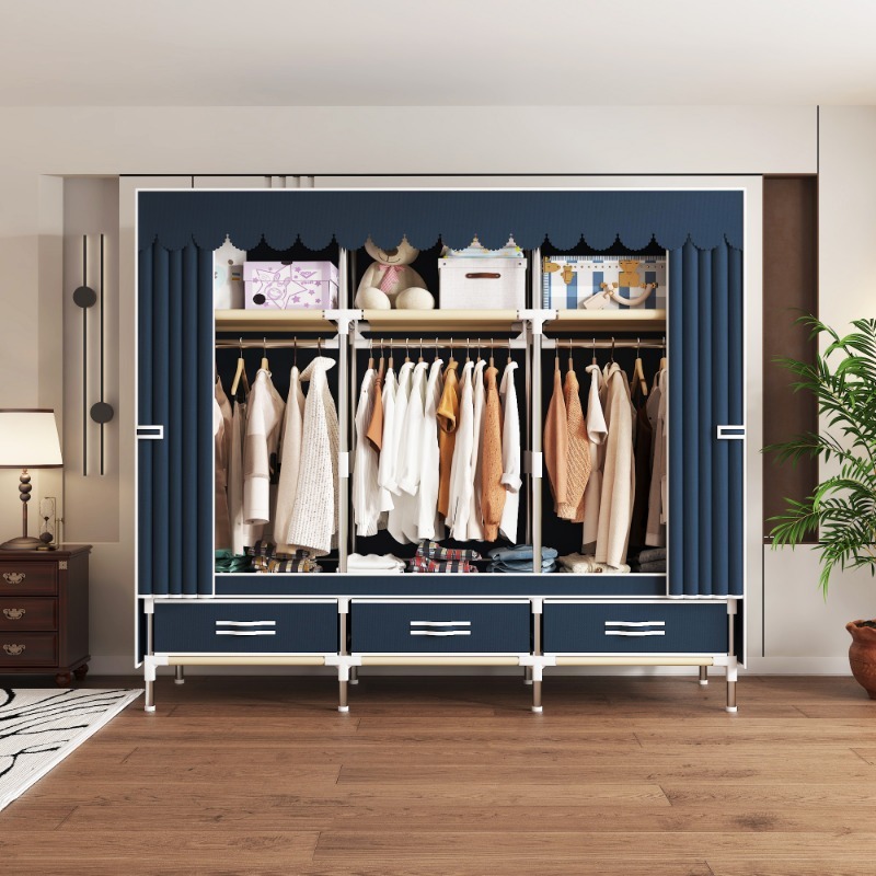 65 Inch Fabric Closet with Dra - Wardrobe Closet Portable Fabric Cover ulasan dan harga