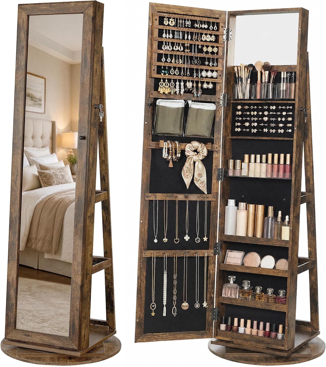 Standing Jewelry Cabinet, Full - Full Length Mirror Jewelry Armoire ulasan dan harga