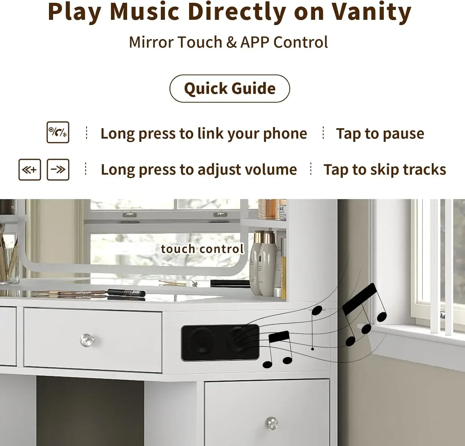 Corner Vanity Desk Speaker Dra - Dressing Table Vanity With Lighted Mirror ulasan dan harga