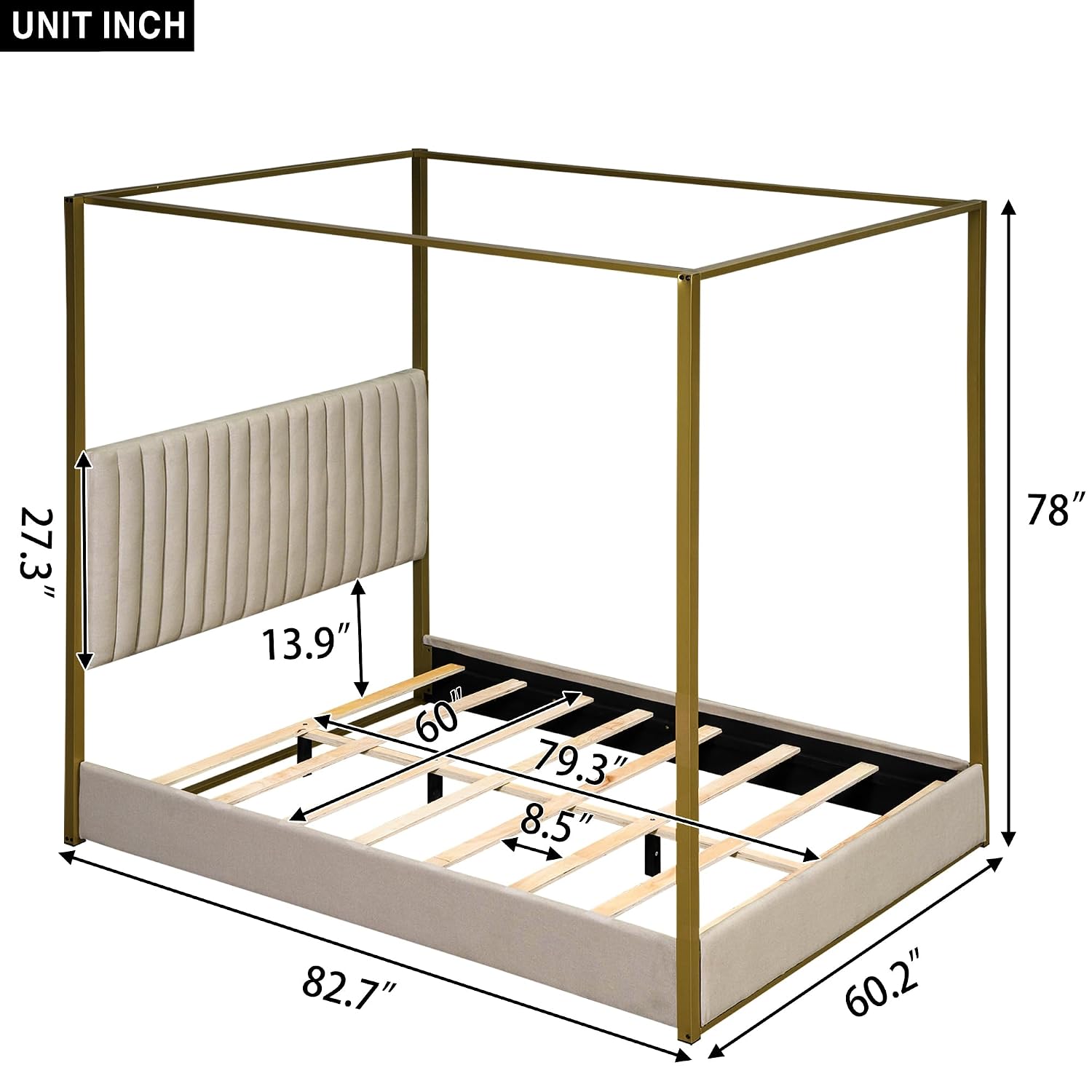 Modern Canopy Platform Bed Que - Canopy Bed Frame Metal Queen ulasan dan harga