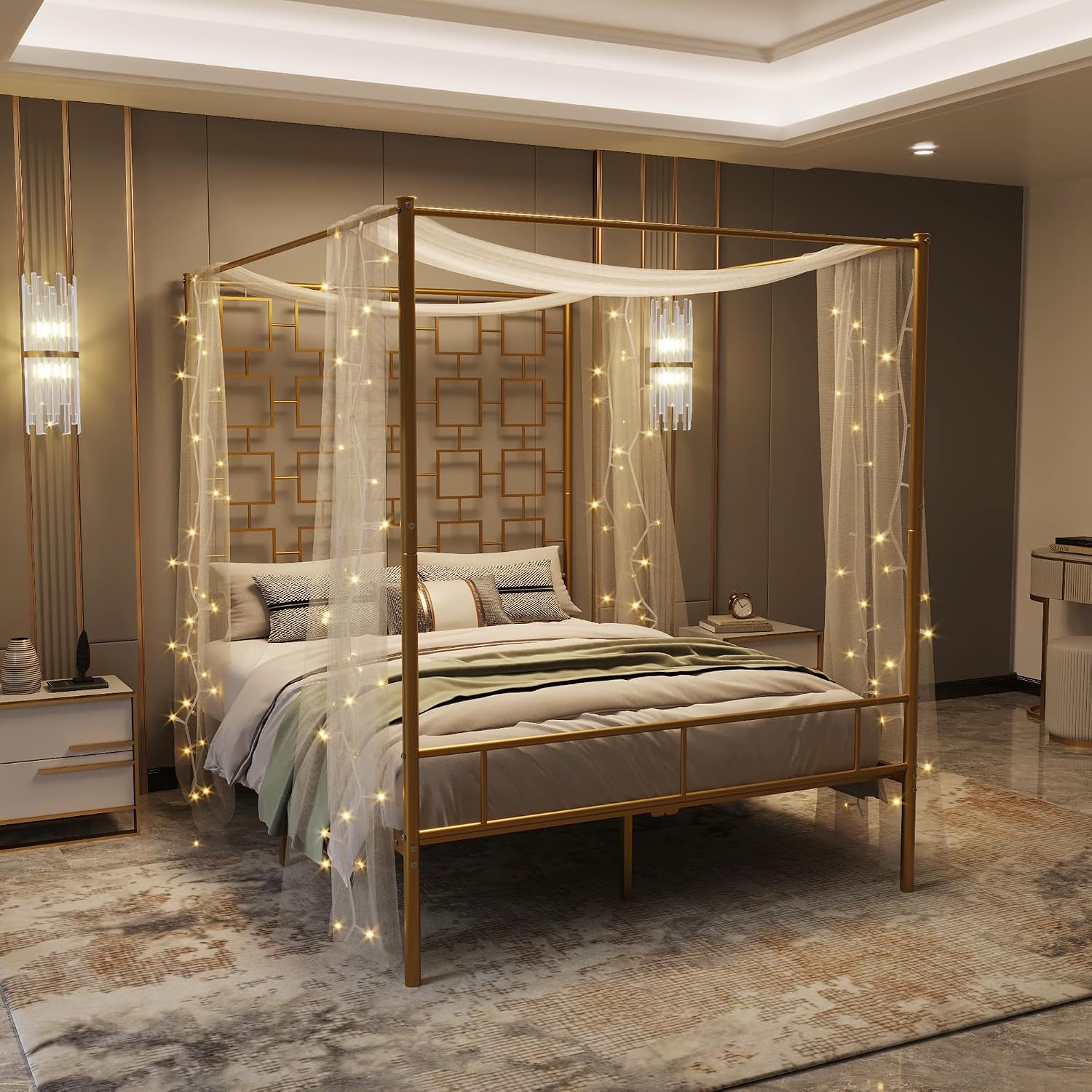 Queen Canopy Bed Frame Metal F - Canopy Bed Frame Metal Queen ulasan dan harga