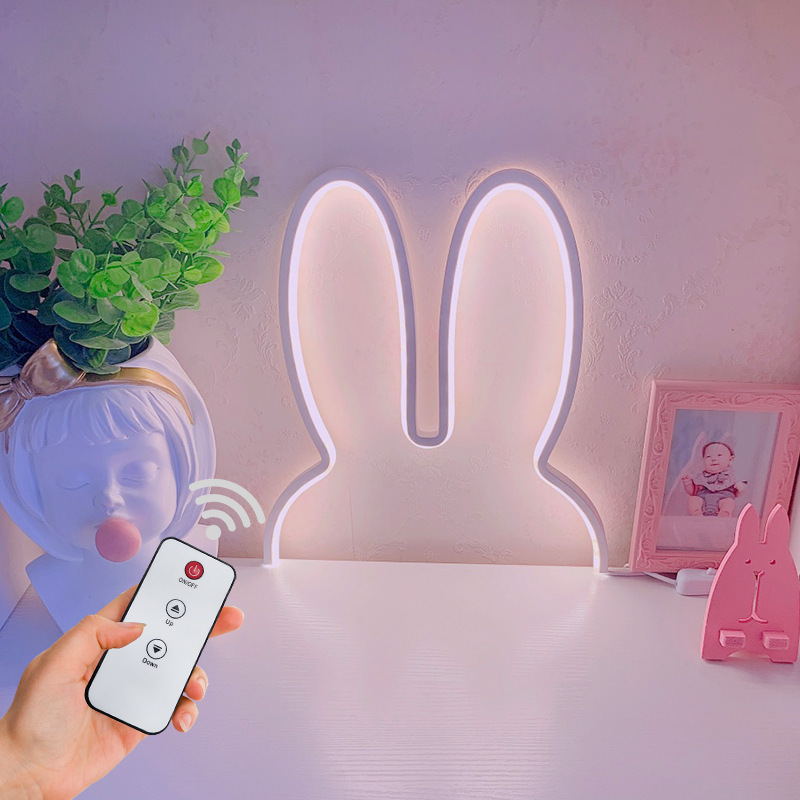 Cute Led Rabbit Wall Lights US - Floating Nightstand With Led Light ulasan dan harga