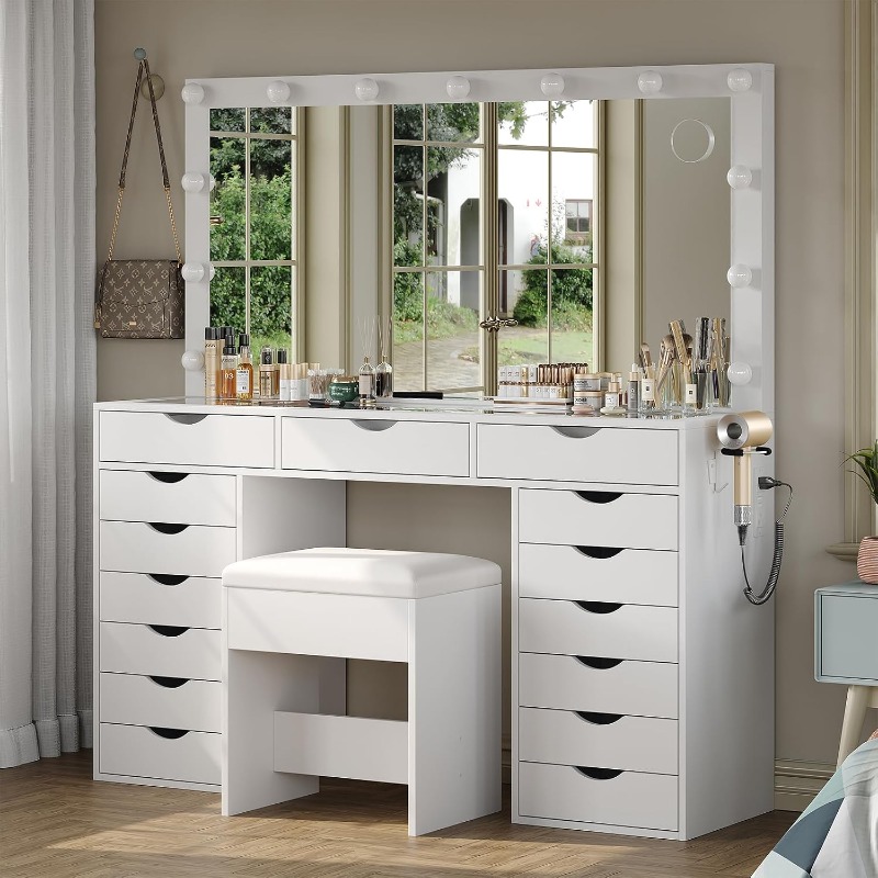 Yanosaku Vanity Desk with Mirr - Dressing Table Vanity With Lighted Mirror ulasan dan harga