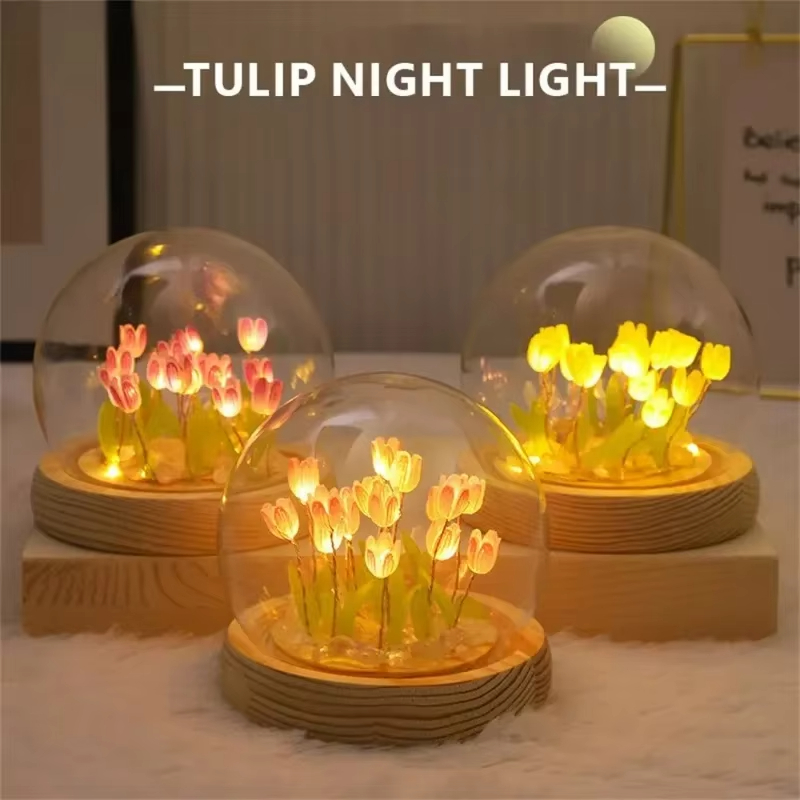 LED DIY Handmade Mini Tulip Ni - Floating Nightstand With Led Light ulasan dan harga