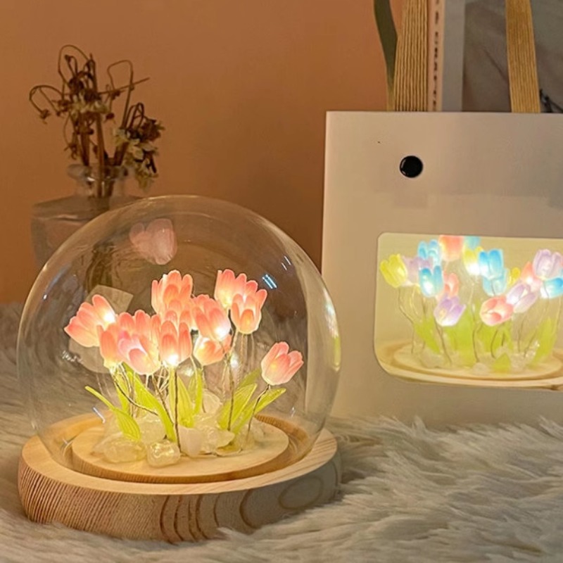 LED DIY Handmade Mini Tulip Ni - Floating Nightstand With Led Light ulasan dan harga