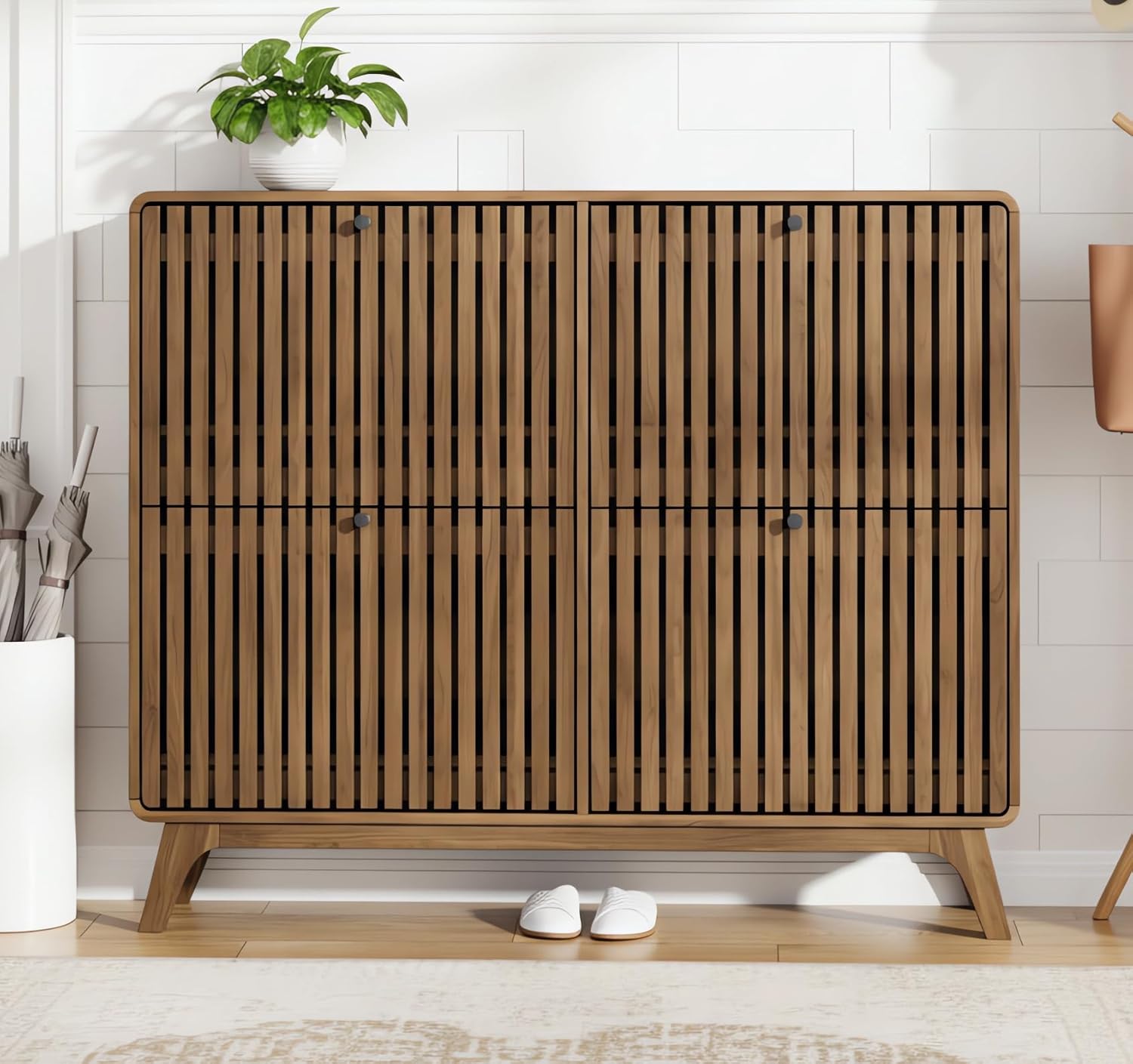 #Large Bamboo Shoe Cabinet wit - Shoe Rack Cabinet Narrow Entryway ulasan dan harga