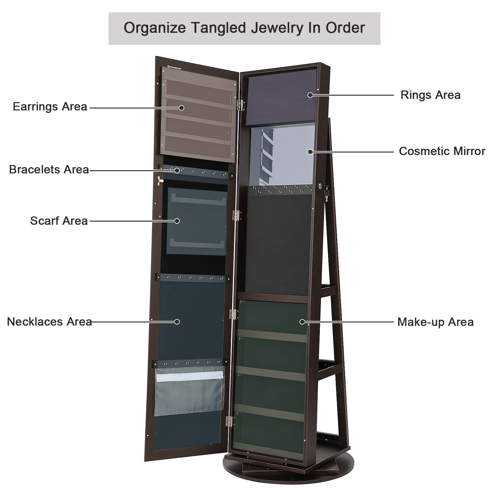 Lockable Full Length Mirror Je - Full Length Mirror Jewelry Armoire ulasan dan harga